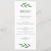 Lush Leaves Elegant Waterverf Wedding Menu (Voorkant)