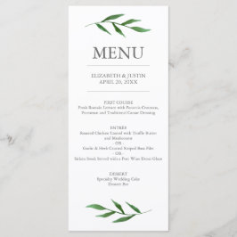 Lush Leaves Elegant Waterverf Wedding Menu