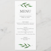 Lush Leaves Elegant Waterverf Wedding Menu (Voorkant)