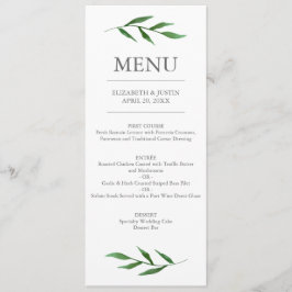 Lush Leaves Elegant Waterverf Wedding Menu