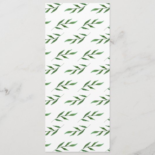 Lush Leaves Elegant Waterverf Wedding Menu (Achterkant)