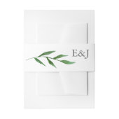 Lush Leaves Elegant Waterverf Wedding Monogram Uitnodigingen Wikkel (Voorkant Voorbeeld)