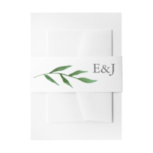 Lush Leaves Elegant Waterverf Wedding Monogram Uitnodigingen Wikkel
