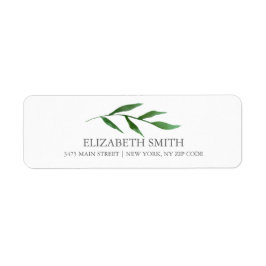 Lush Leaves Elegant Waterverf Wit Etiket