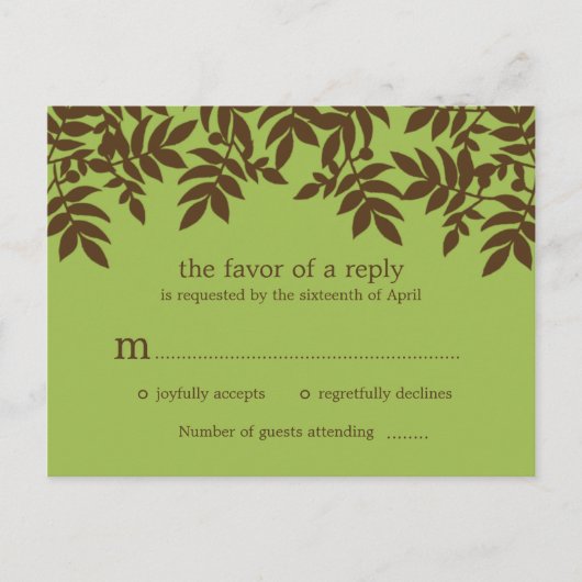 Lush Leaves Wedding RSVP Briefkaart (Voorkant)