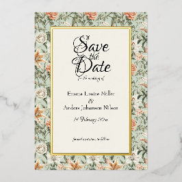 Lush Luxe, Tiger Lily & Mint, Bewaar de datum Folie Uitnodiging