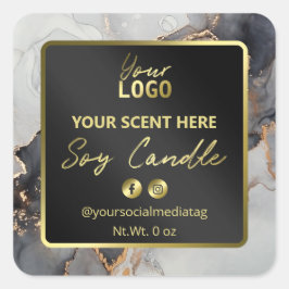 Lush Luxury Ink Black en Gold Soy Candle Labels