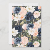 Lush Magnolia Roos Gray Navy & Blush Baby shower Kaart (Achterkant)