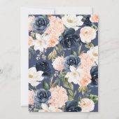 Lush Magnolia Roos Navy Blue Pink Baby shower Kaart (Achterkant)