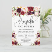 Lush marsala burgundy floral brunch and bubbly kaart (Staand voorkant)