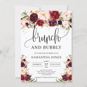 Lush marsala burgundy floral brunch and bubbly kaart