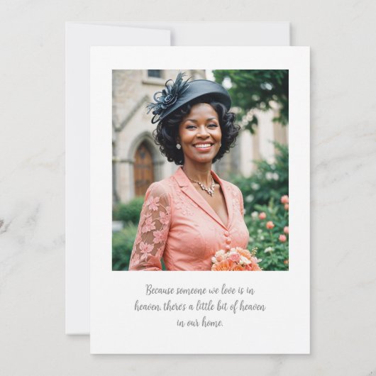 Lush Minimalist Floral Oval Effect Photo Funeral  Kaart (Achterkant)