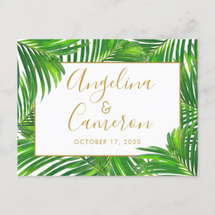 Lush Modern Tropische Palm Leaves Save the Date Briefkaart