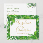 Lush Modern Tropische Palm Leaves Save the Date Briefkaart (Voorkant / Achterkant)