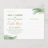 Lush Modern Tropische Palm Leaves Save the Date Briefkaart (Achterkant)