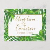 Lush Modern Tropische Palm Leaves Save the Date Briefkaart (Voorkant)