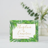 Lush Modern Tropische Palm Leaves Save the Date Briefkaart (Staand voorkant)