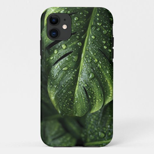 Lush Monstera Leaves with Morning Dew Drops Case-Mate iPhone Case (Achterkant)