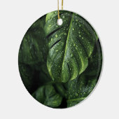 Lush Monstera Leaves with Morning Dew Drops Keramisch Ornament (Links)