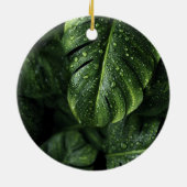 Lush Monstera Leaves with Morning Dew Drops Keramisch Ornament (Achterkant)