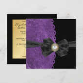 Lush Paarse Scallop met Bow Wedding Invitting Kaart (Voorkant / Achterkant)