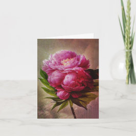 Lush Painterly Pink Peony Note-kaarten Notitiekaartje