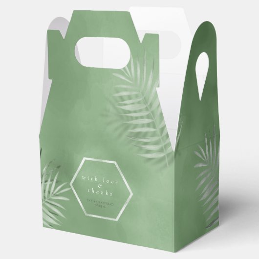 Lush Palm Leaf Wedding Bedankt Moss Green ID956 Bedankdoosjes (Geopend)
