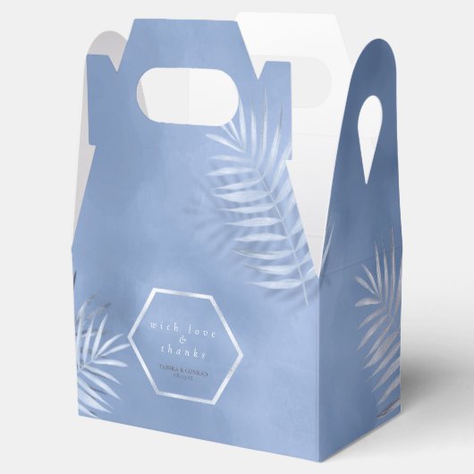 Lush Palm Leaf Wedding Bedankt Windsor Blue ID956 Bedankdoosjes (Geopend)