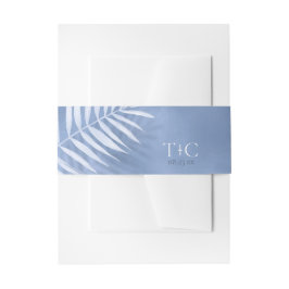 Lush Palm Leaf Wedding Blue ID956 Uitnodigingen Wikkel