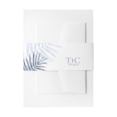 Lush Palm Leaf Wedding Blue/White ID956 Uitnodigingen Wikkel (Voorkant Voorbeeld)