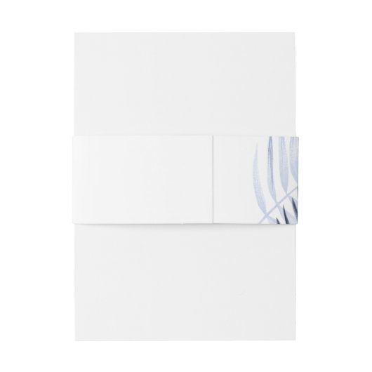 Lush Palm Leaf Wedding Blue/White ID956 Uitnodigingen Wikkel (Achterkant Voorbeeld)