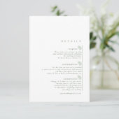 Lush Palm Leaf Wedding Details Moss Green ID956 Informatiekaartje (Staand voorkant)