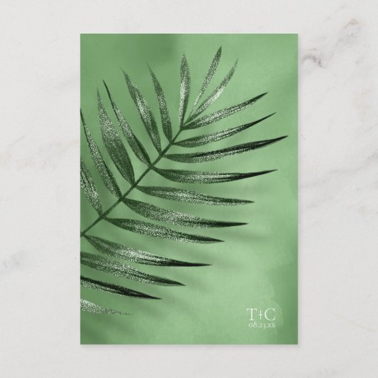 Lush Palm Leaf Wedding Details Moss Green ID956 Informatiekaartje (Achterkant)