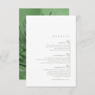 Lush Palm Leaf Wedding Details Moss Green ID956 Informatiekaartje