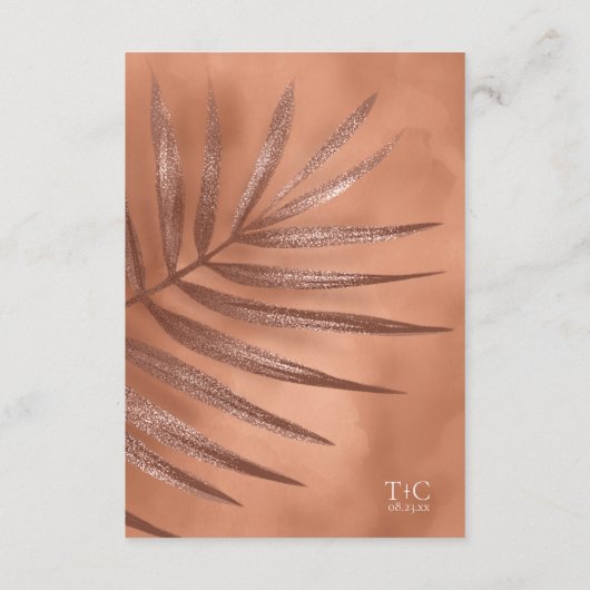 Lush Palm Leaf Wedding Details Terra Cotta ID956 Informatiekaartje (Achterkant)
