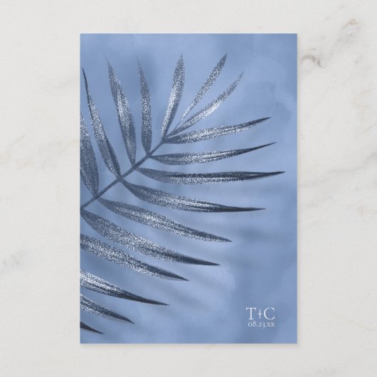 Lush Palm Leaf Wedding Details Windsor Blue ID956 Informatiekaartje (Achterkant)