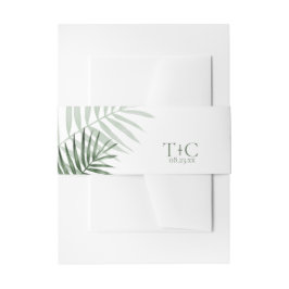 Lush Palm Leaf Wedding Green/White ID956 Uitnodigingen Wikkel