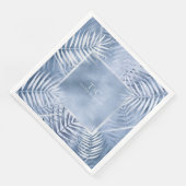 Lush Palm Leaf Wedding Lijst Windsor Blue ID956 Servet (Hoek)