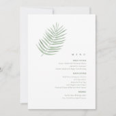Lush Palm Leaf Wedding Menu Moss Green ID956 (Voorkant)