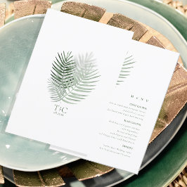 Lush Palm Leaf Wedding Menu Moss Green ID956