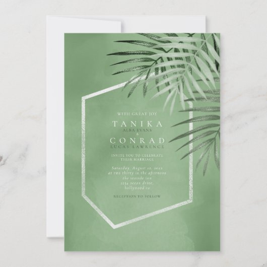 Lush Palm Leaf Wedding Moss Green ID956 (Voorkant)