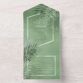 Lush Palm Leaf Wedding Moss Green ID956 All In One Uitnodiging (Binnen)