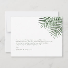 Lush Palm Leaf Wedding Moss Green ID956 Bedankkaart