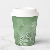Lush Palm Leaf Wedding Moss Green ID956 Papieren Bekers (Voorkant)