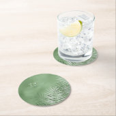Lush Palm Leaf Wedding Moss Green ID956 Ronde Kartonnen Onderzetter (Insitu)
