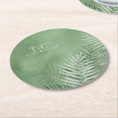 Lush Palm Leaf Wedding Moss Green ID956 Ronde Kartonnen Onderzetter (Gebogen)