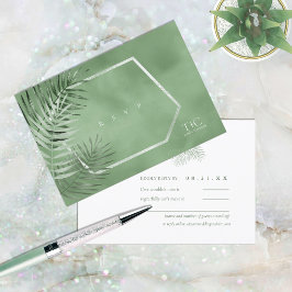 Lush Palm Leaf Wedding Moss Green ID956 RSVP Kaartje
