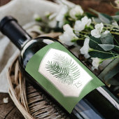 Lush Palm Leaf Wedding Moss Green ID956 Wijn Etiket