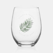 Lush Palm Leaf Wedding Moss Green ID956 Wijnglas Zonder Voet (Voorkant)