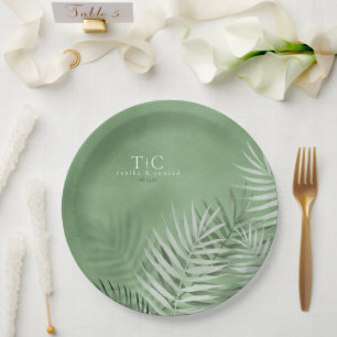 Lush Palm Leaf Wedding Moss Green V2 ID956 Papieren Bordje